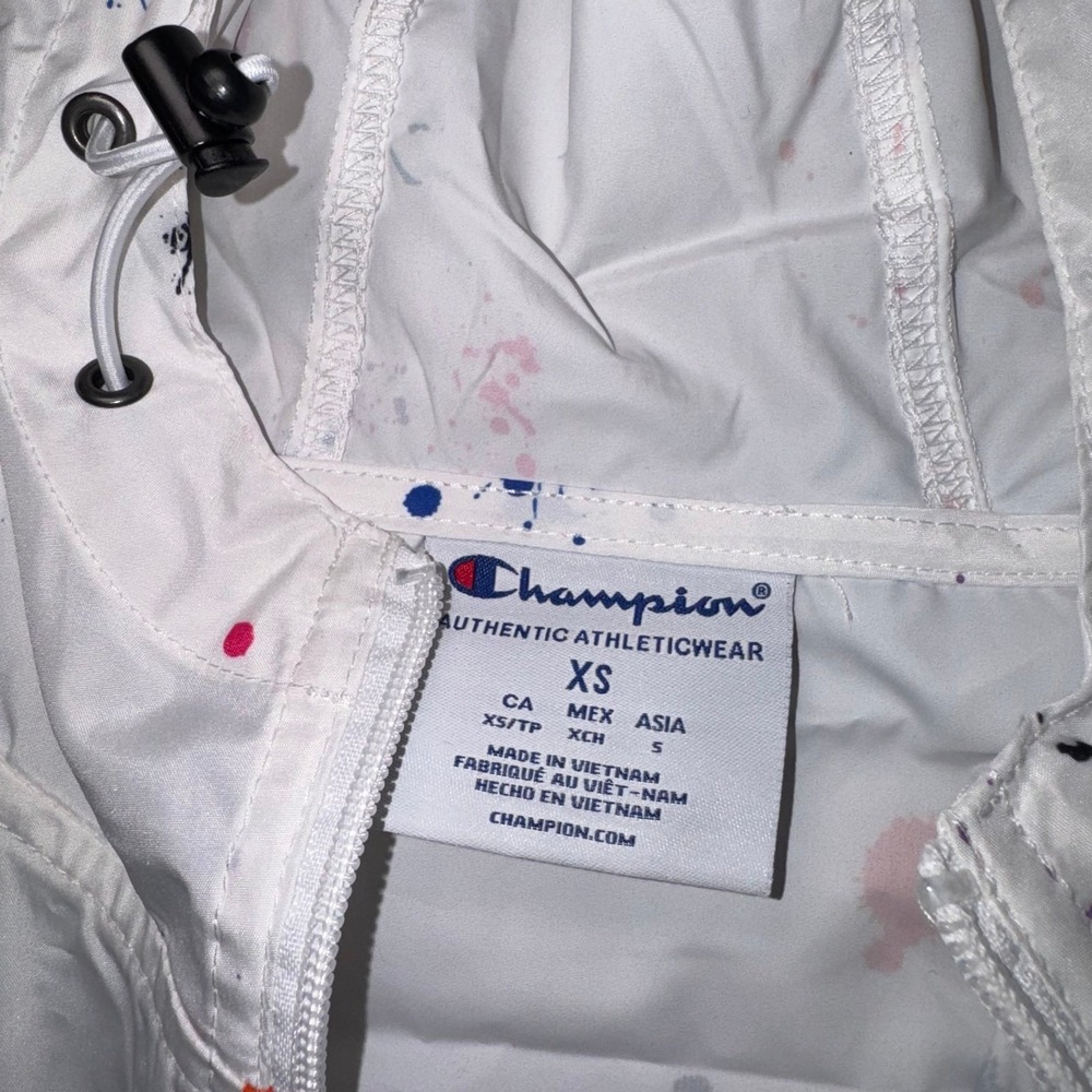 Champion Women's White Splash Tie-Dye Paint Splatter Pullover Windbreaker - XS - Picture 3 of 11